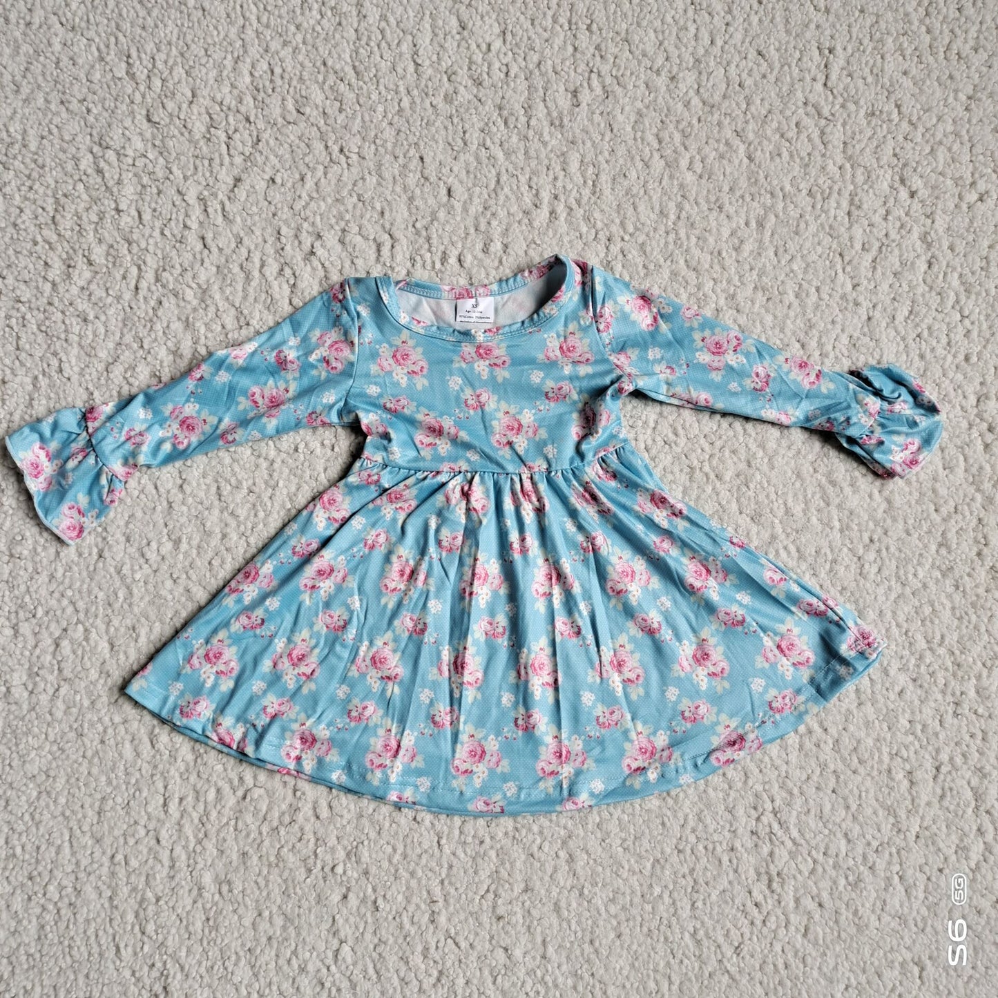 RTS NO MOQ SALES G2-24-8*- Light pink rose blue long-sleeved dress