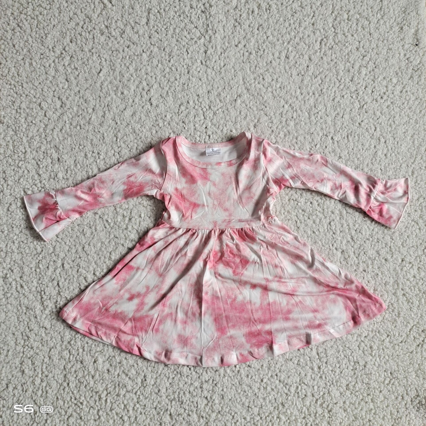 RTS NO MOQ SALES G2-20-6./\\ Pink and white long-sleeved dress