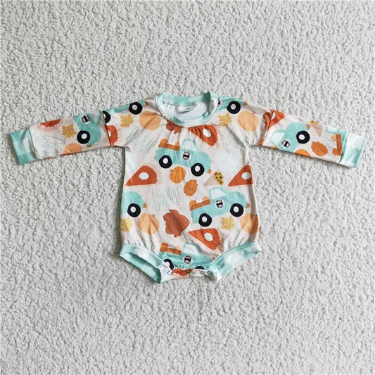 LR0061 Autumn Pumpkin Car Long Sleeve Bodysuit