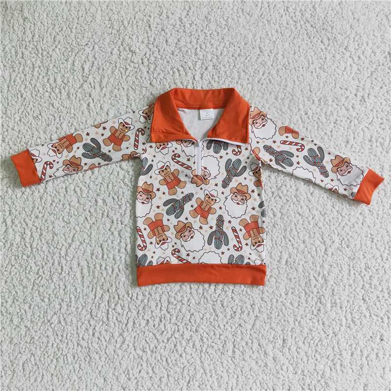 RTS NO MOQ BLP0082  BT0068 Boys Gingerbread Cactus Long Sleeve and Pants Set