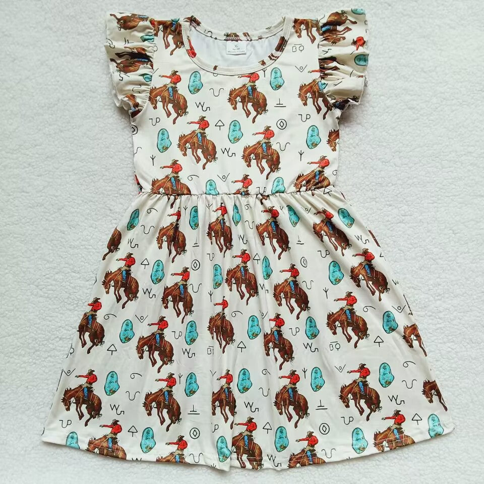 Horse riding sapphire beige flying sleeve dress 骑马蓝宝石米黄色飞袖裙