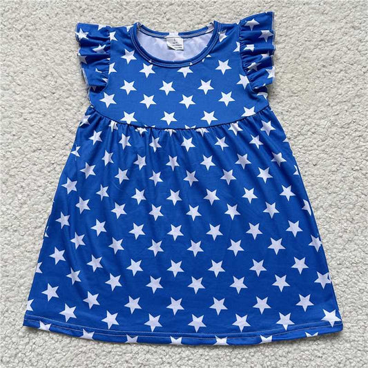 Five-pointed star blue flying sleeve dress 五角星蓝色飞袖裙