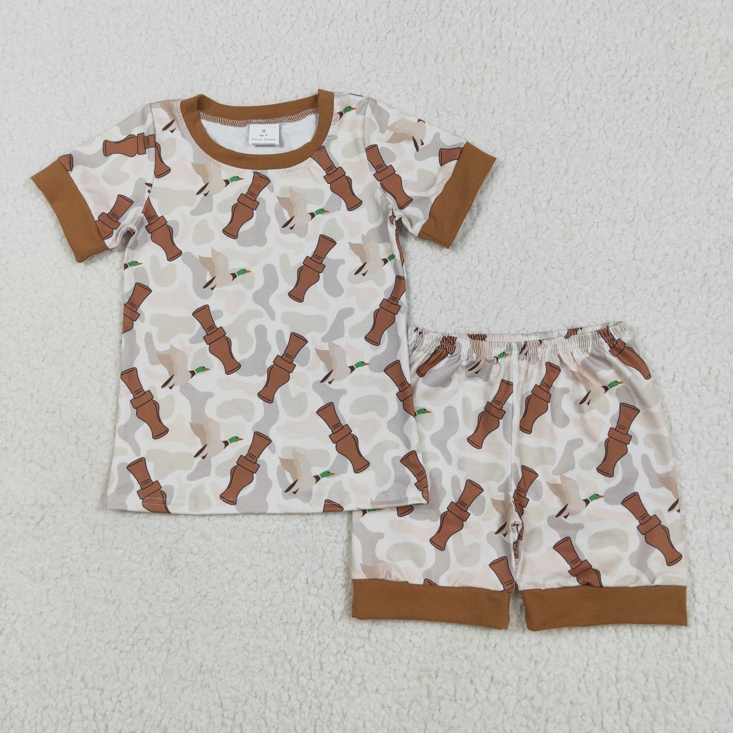 RTS NO MOQ BSSO1324 Duck bottle camouflage brown short-sleeved shorts pajama set