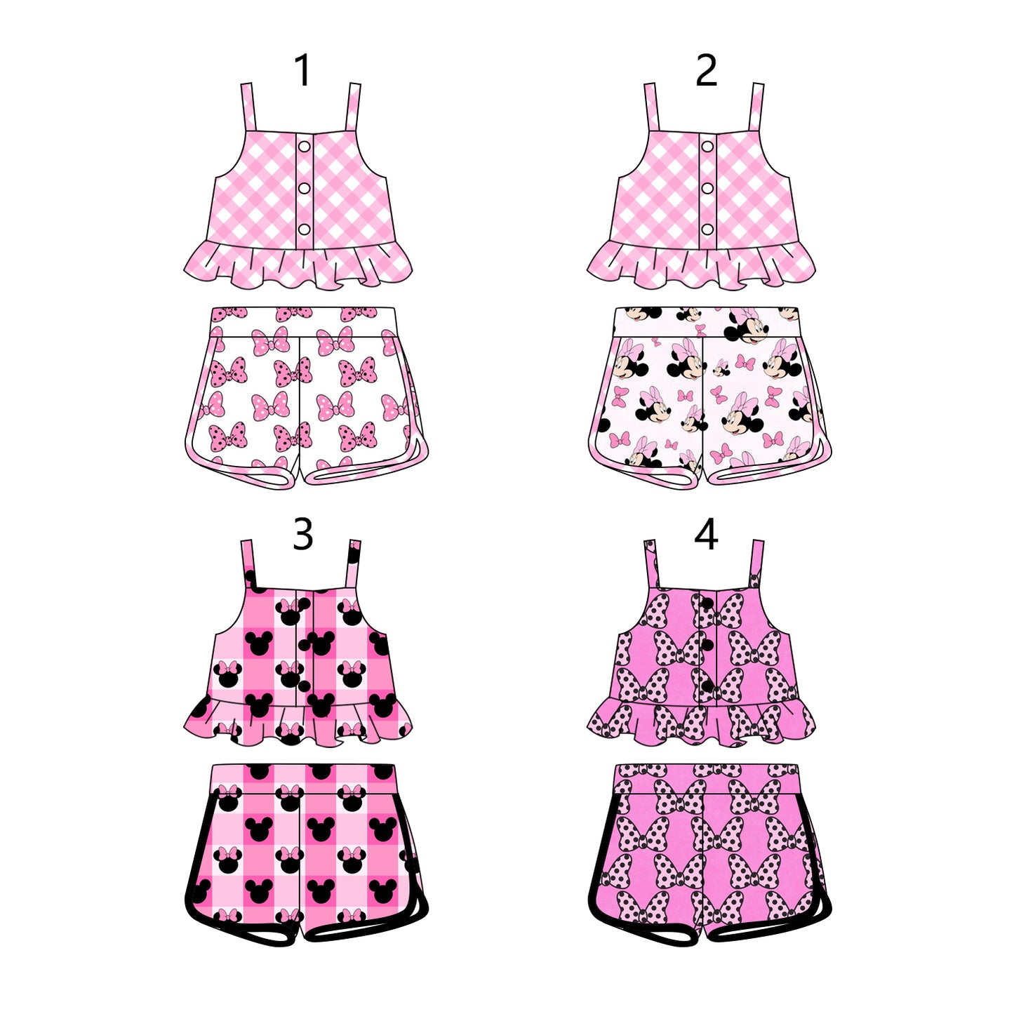 1.17 custom each style moq 5eta 4-6week Sibling Sister baby girls short sleeve shorts sets 1 and sets 4 match design