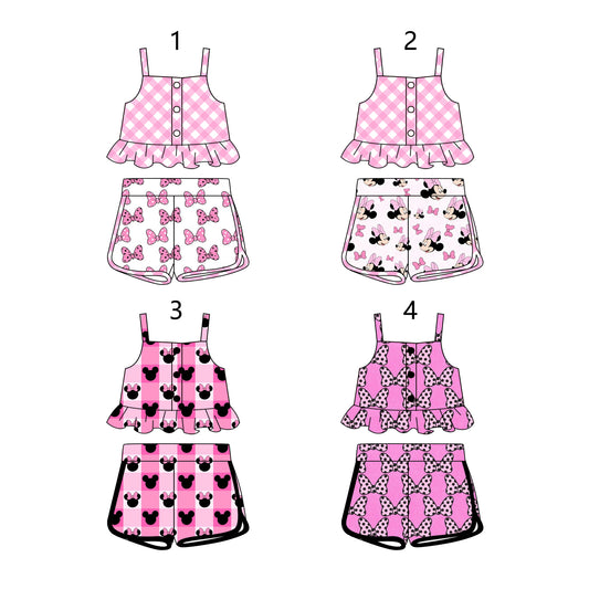 1.17 custom each style moq 5eta 4-6week Sibling Sister baby girls short sleeve shorts sets 1 and sets 4 match design