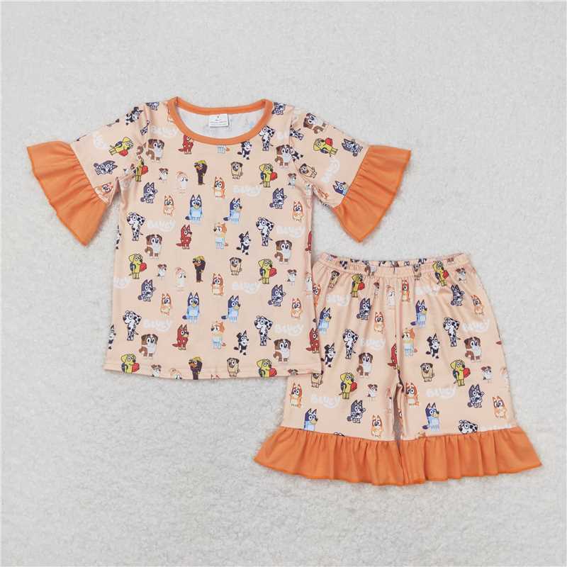 Baby Girls boys cartoon character prints orange Family siblings set