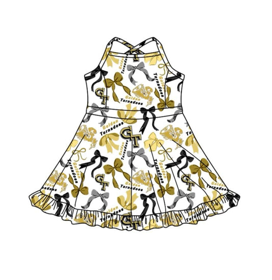 PRE ORDER Deadline July 19 custom no moq kids clothing sport team Gold skirt