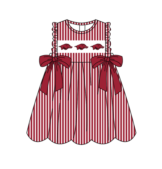 Custom moq 5 mix size milk silk baby girl clothes team summer dark red sleeveless dress-25.11.25