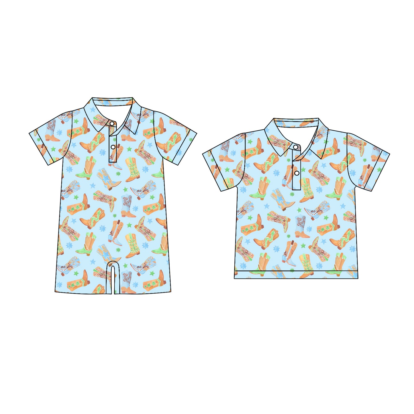 25.11.25 Custom each style moq 5 eta 6-8 week Sibling Sister boots baby boy short sleeve top and rompers match family design