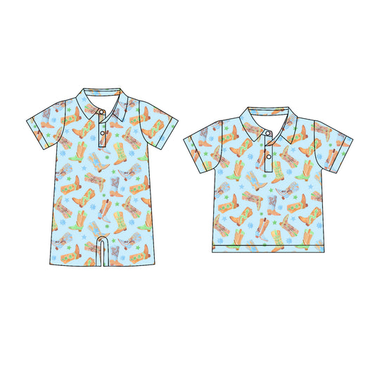 25.11.25 Custom each style moq 5 eta 6-8 week Sibling Sister boots baby boy short sleeve top and rompers match family design