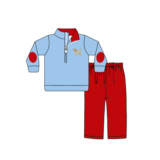 9.27 custom each style moq 5eta 4-6week baby boys clothes dog red long sleeve pants sets