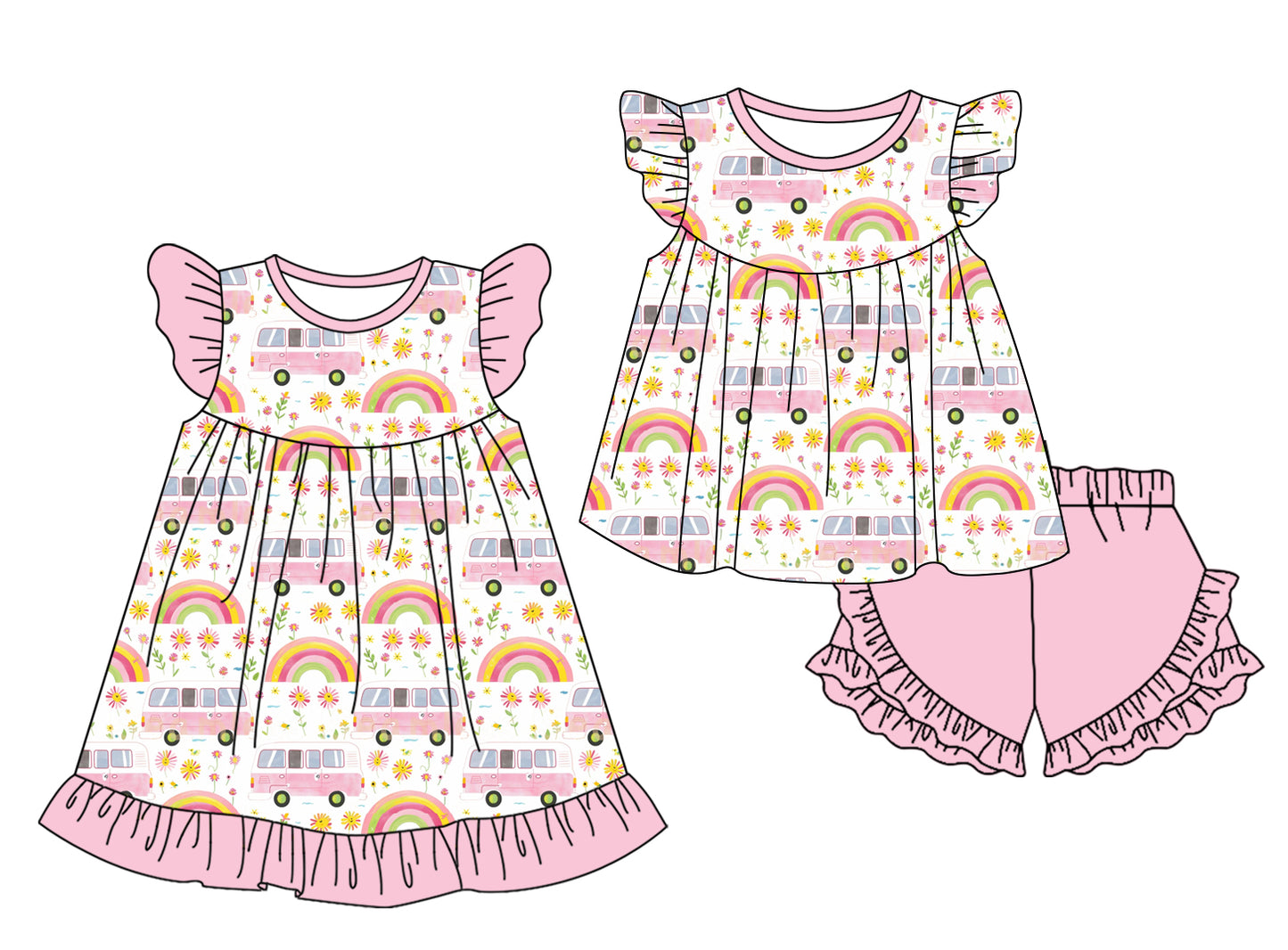 1.18 custom each style moq 5eta 4-6week Sibling Sister baby girl short sleeve shorts sets and dresses match design