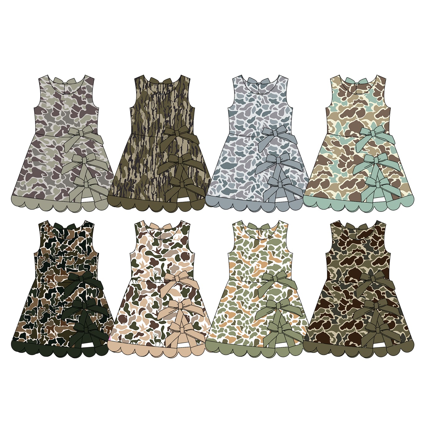 25.11.29 custom each style moq 5 eta 6-8week Sibling Sister camouflage baby girl sleeveless dress 8 match design