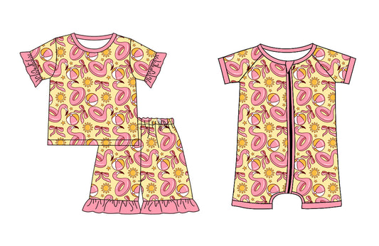 1.6 custom each style moq 5eta 4-6week Sibling Sister bow baby girl sets and boy romper match family design