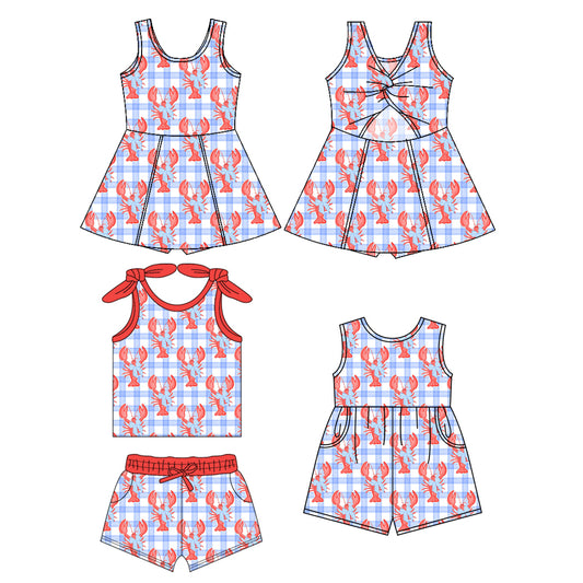 1.21 custom each style moq 5eta 4-6week Sibling Sister baby girl short sleeve shorts sets and dress and jumpsuit match design