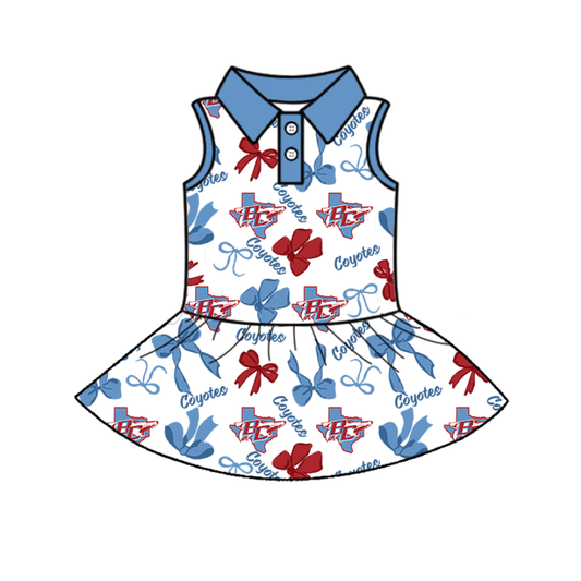 PRE ORDER Deadline July 21 custom no moq Children's boutique clothing  sport teams blue dress