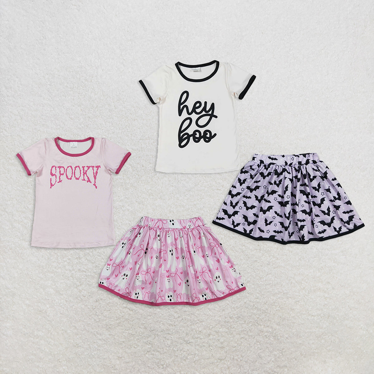 RTS NO MOQ Sibling baby girls clothes halloween short-sleeved skirt sets