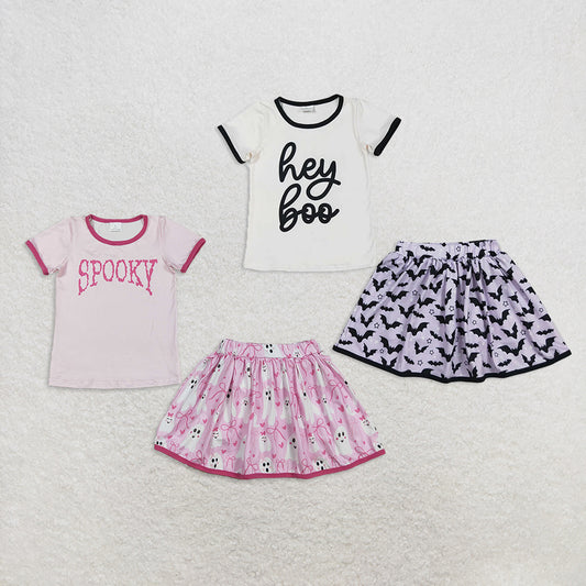RTS NO MOQ Sibling baby girls clothes halloween short-sleeved skirt sets