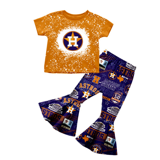 baby girl clothes team H navy blue pants toddler girl summer outfit