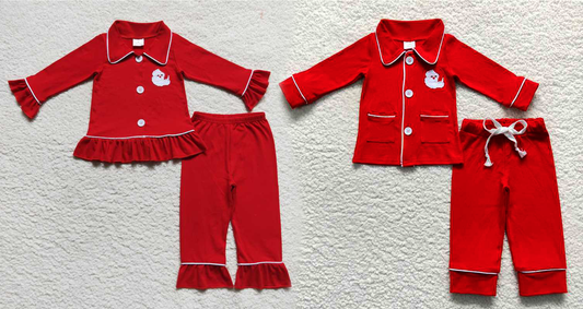 Baby Girls boys Christmas style Santa Claus print red Family siblings set