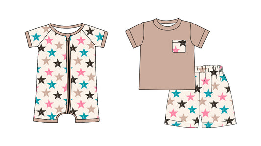 25.11.28 custom each style moq 5 eta 6-8 week Sibling Sister baby boy short sleeve shorts sets and boy rompers match family design