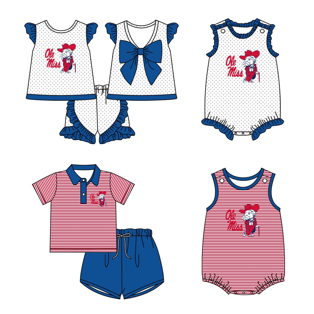 Custom summer team clothes baby girl and boys clothes sets rompers