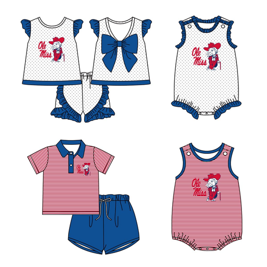 Custom summer team clothes baby girl and boys clothes sets rompers