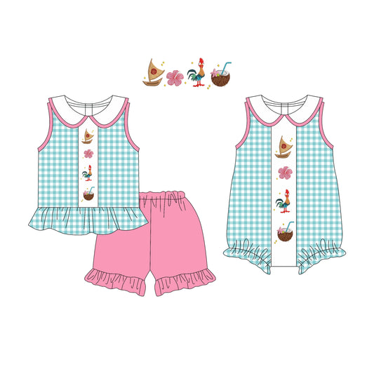 3.17 custom each style moq 5eta 4-6week Sibling Sister boat baby girl boy short sleeve shorts sets and romper match design