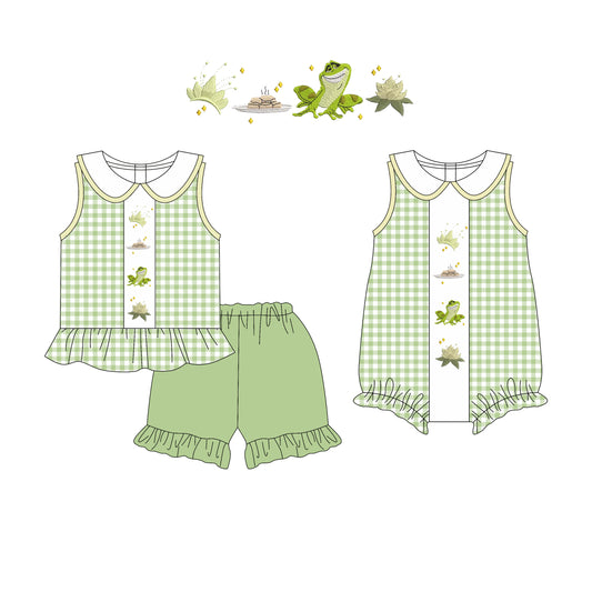 3.17 custom each style moq 5eta 4-6week Sibling Sister baby girl short sleeve shorts sets and romper match design