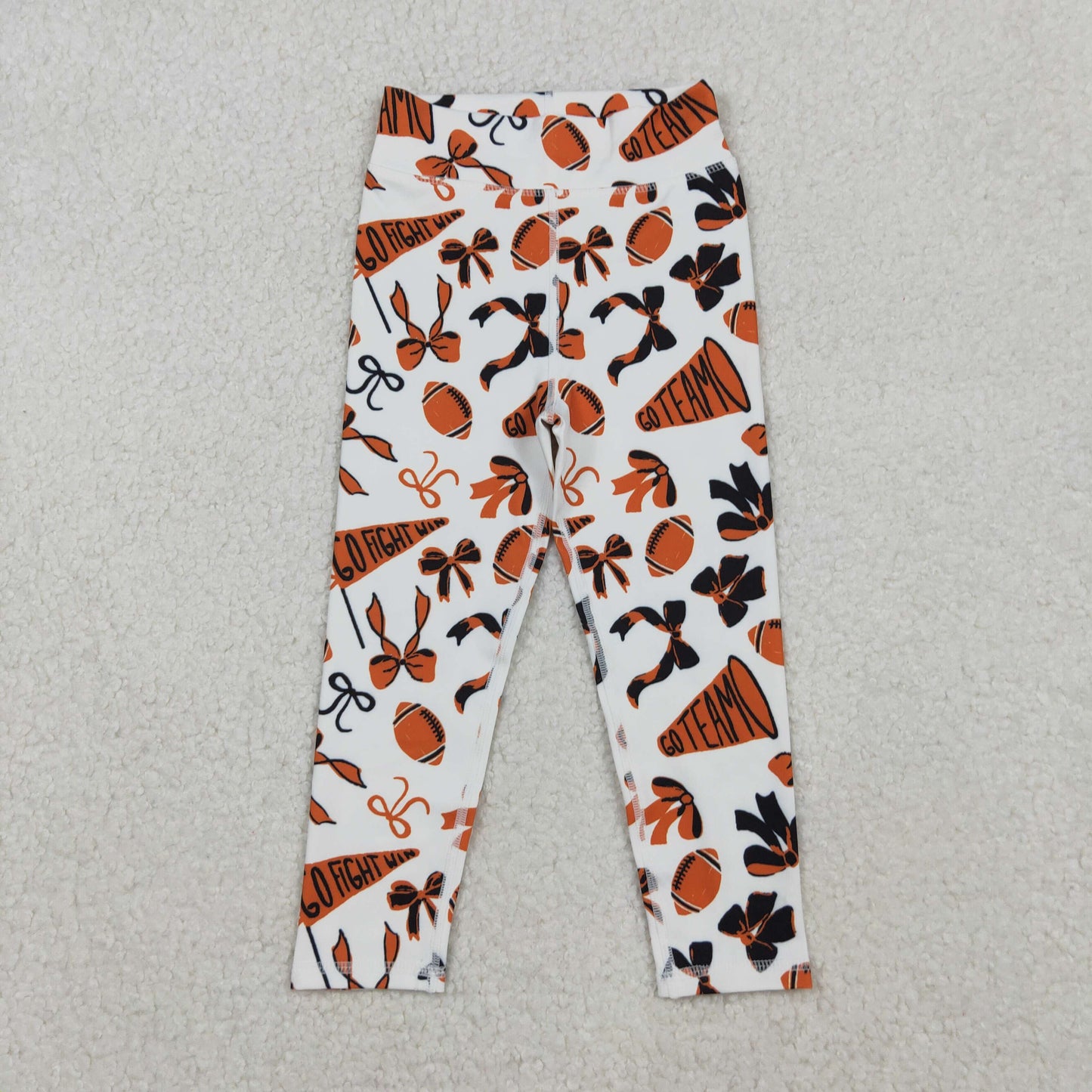 RTS NO MOQ（In Stock) P0847 Football Orange Flared Bow Pattern Yoga Pants