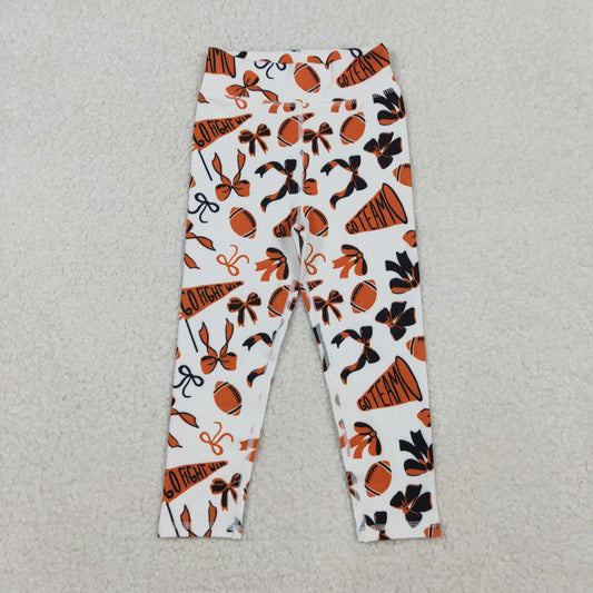 RTS NO MOQ（In Stock) P0847 Football Orange Flared Bow Pattern Yoga Pants