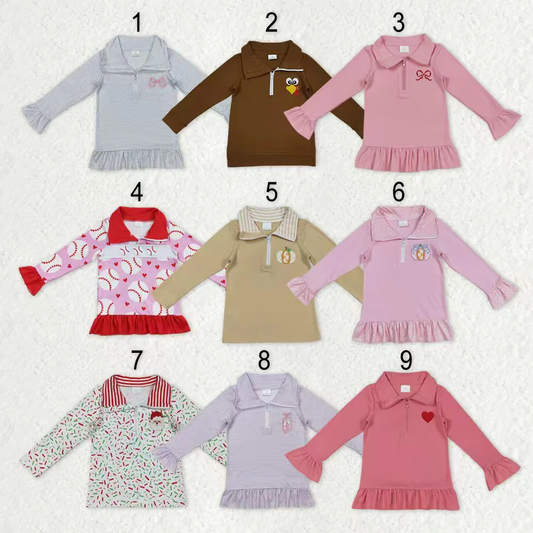 RTS NO MOQ Sibling baby girls boys clothes embroidery Valentine Long Sleeve tops