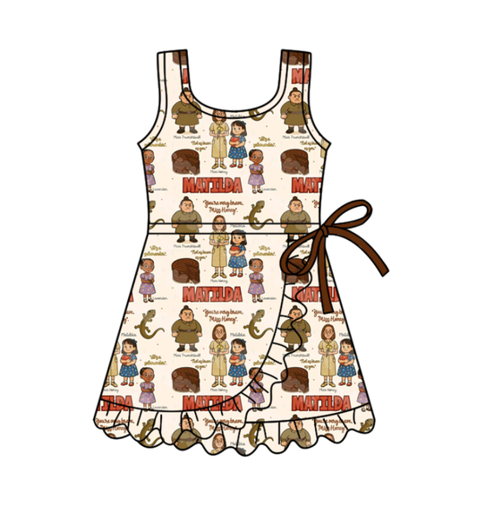 Custom moq 5 mix size milk silk baby girl clothes summer cartoon sleeveless dress