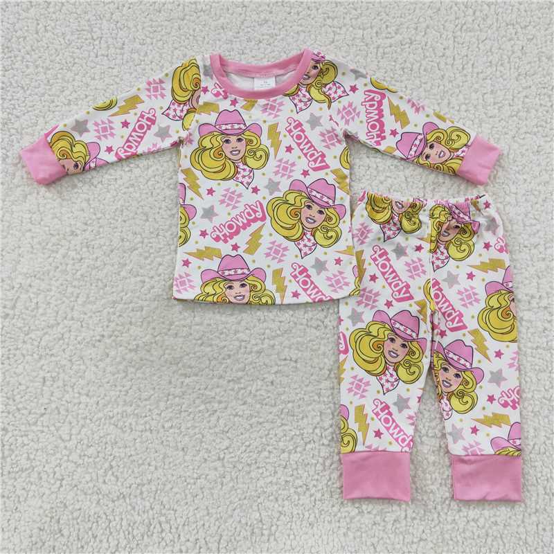 Baby girls howdy prints pink Sibling Sister Clothes Sets