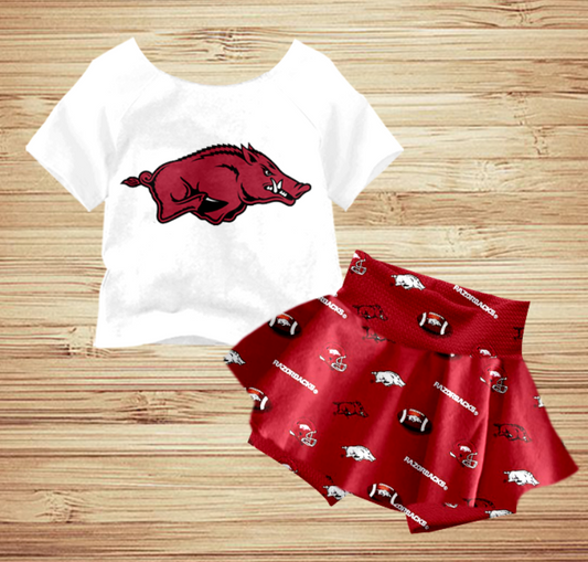 baby girls clothes team pig white short sleeve red boxer briefs summer outfit