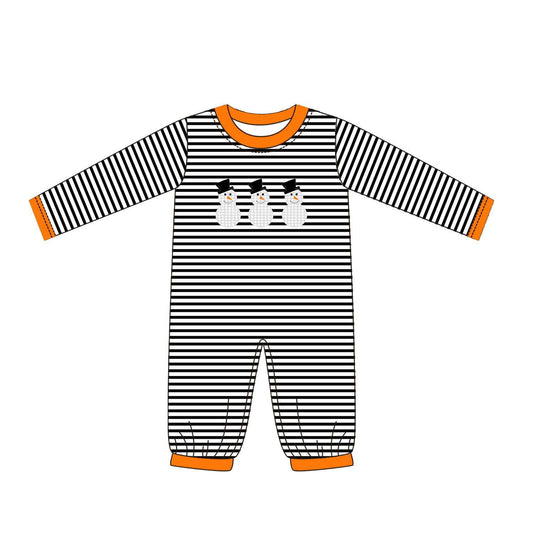 5.16custom each style moq 5eta 4-5week Sibling Sister winter snowman print orange strips boys outfits and baby romper match family design