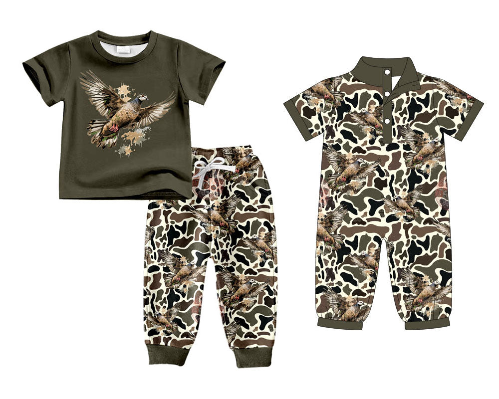 25.11.22 custom each style moq 5 eta 6-8week Sibling Sisters duck camouflage baby boy clothes short sleeve pants sets and romper match family design