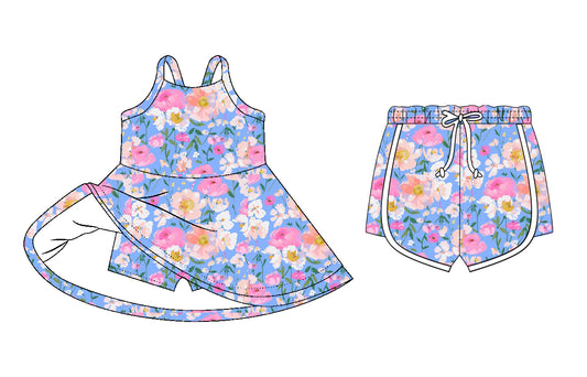 26.1.7 custom each style moq 5 eta 6-8week Sibling Sister floral baby short sleeve dress and shorts match design