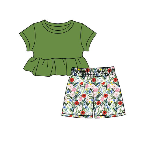 1.23 custom each style moq 5eta 4-6week Sibling Sister baby girls short sleeve shorts sets and set 4 match design