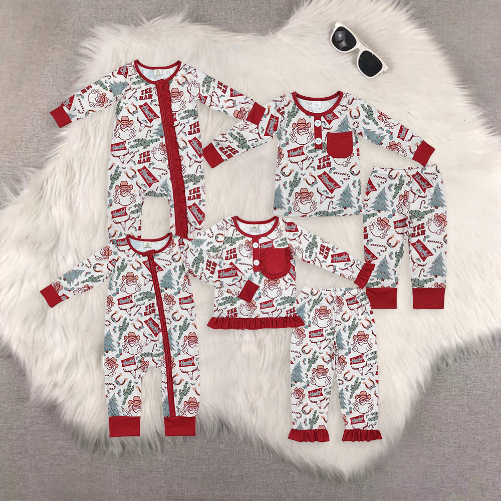 RTS NO MOQ Sibling Baby girls modal Christmas long-sleeved trousers suit & romper