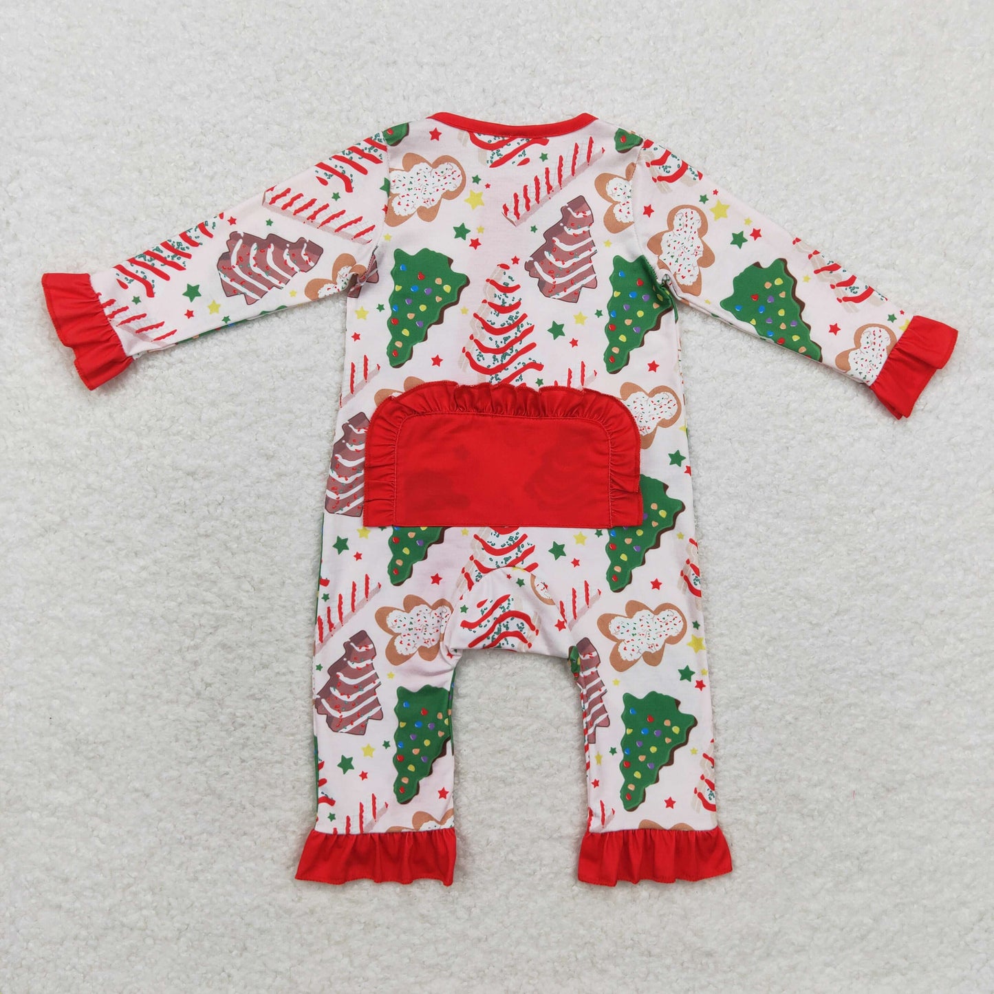 bamboo rts no moq LR1149 Modal Christmas tree biscuit gingerbread man lace zipper long-sleeved jumpsuit