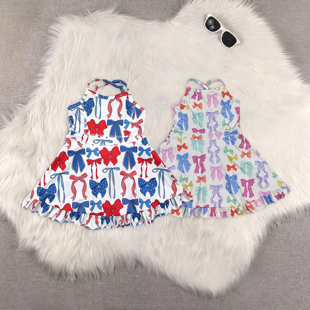 RTS NO MOQ baby girl clothes yoga floral suspender skirt sets