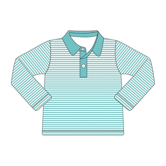 custom moq 5 eta 4-5 weeks baby boys clothes toddler boy teal striped long sleeve summer top