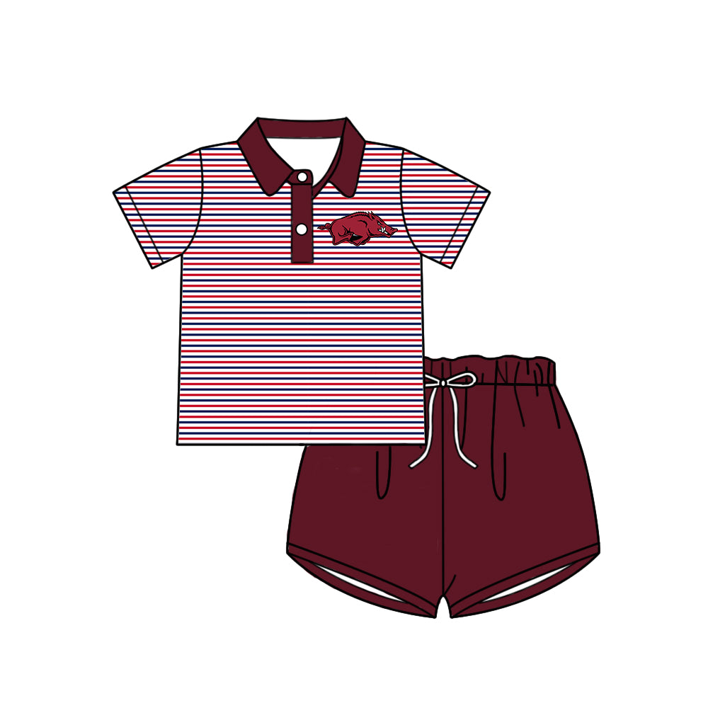Custom summer teams baby girls clothes team brick red sets dress top-25.5.5