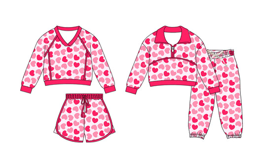 25.11.27 custom each style moq 5 eta 6-8week Sibling Sisters love baby girl long sleeve pants sets and skirts sets match family design