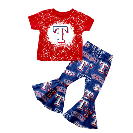 baby girl clothes team T red top navy blue pants toddler girl summer outfit