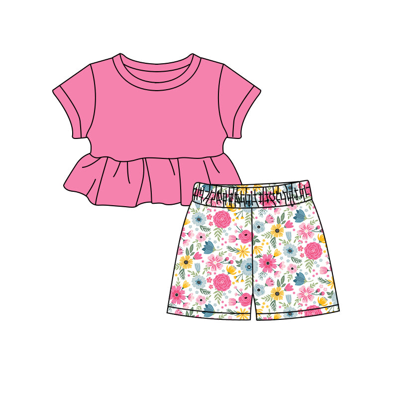 1.23 custom each style moq 5eta 4-6week Sibling Sister baby girls short sleeve shorts sets and set 4 match design