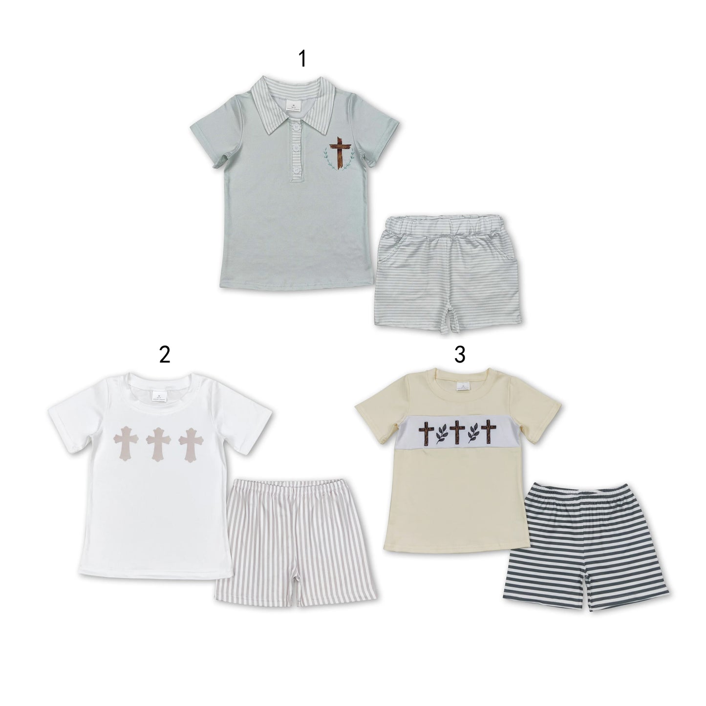 RTS NO MOQ Baby Girls and Boys easter Summer Short Sleeve Shorts Sets