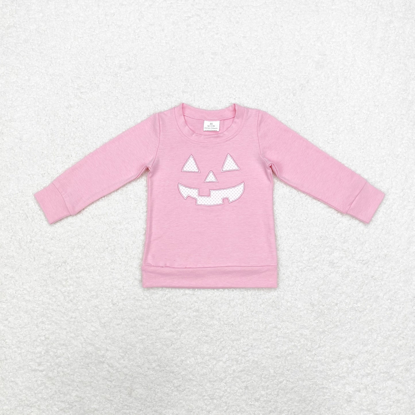 rts no moq GT0717 embroidery Halloween devil's smile pink long-sleeved top