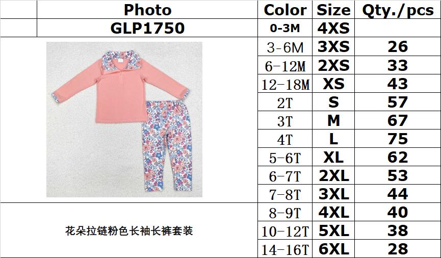 RTS NO MOQ ETA 5/7days Arrived GLP1750 Pink long-sleeved trouser suit with flower zipper